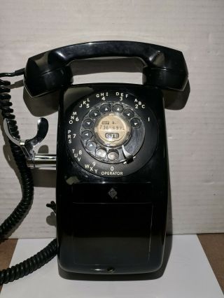 Vtg Black GTE Automatic Electric Mid Century WALL PHONE Rotary 4 PARTS 2