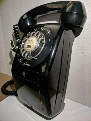 Vtg Black GTE Automatic Electric Mid Century WALL PHONE Rotary 4 PARTS 3