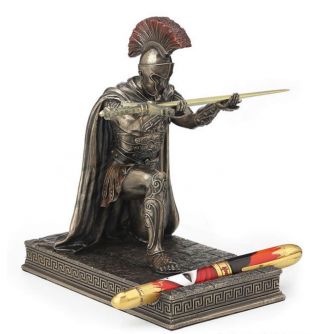 7 " Roman Commander Kneeling Pen Holder (w/ Letter Opener) Soldier Statue