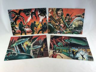 Mars Attacks By Renata Galasso Inc 1984 Set Of 4 Premium 5x7 Cards (1,  2,  3,  4)
