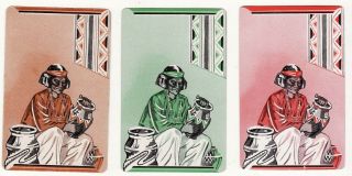 Set Of 3 : Native American Indian Potter Single Vintage Playing Cards