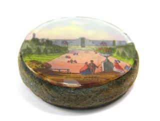 Antique reverse painted glass pin cushion wheel Broad Walk Crystal Palace 2