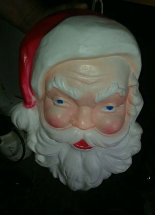 Union Product Vintage App 22 " Blow Mold Lighted Santa Face Light - Up Outside Etc