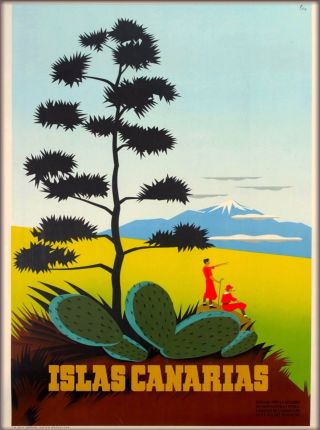 Canary Islands Islas Canarias Vintage Africa Travel Advertisement Poster Print