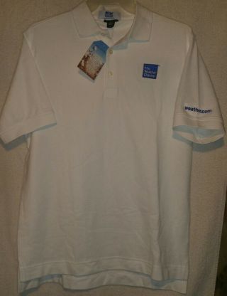 Vintage,  Authentic Twc " The Weather Channel " Polo/golf White Shirt Men 