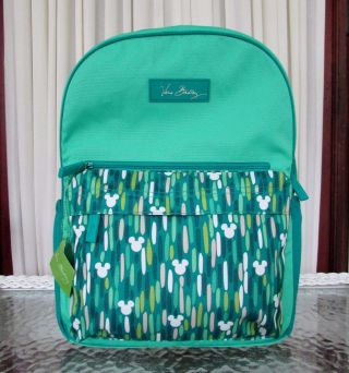 Disney Parks Vera Bradley Mickey Showers Backpack Travel School Bag Green Nwt