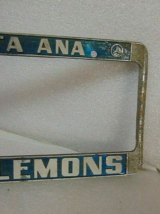 VTG.  license plate ADVERTISING metal frame SANTA ANA JIM SLEMONS MERCEDES BENZ 3