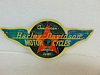 Rare Harley Davidson Motorcycles American Amarillo To Zaire Advertising Sign