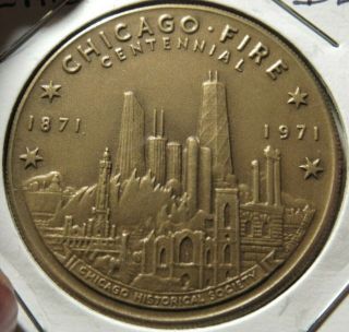 1971 Chicago Fire Centennial Bronze Medal - Il Illinois Medallic Art Co.  Maco