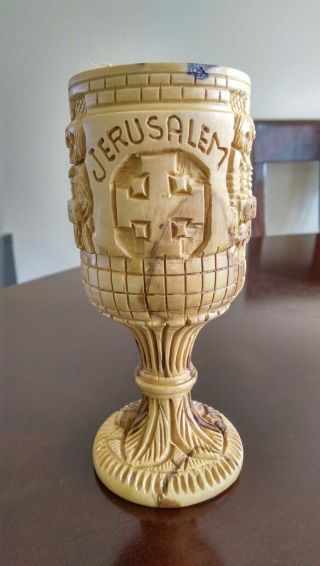 Communion Wine Cup Last Supper Chalice Olive Wood Goblet Bethlehem Holy Land