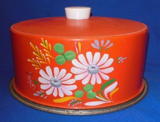 Vintage Ransburg Toleware Cake Saver,  Canister and Match Holder Hand Painted 2