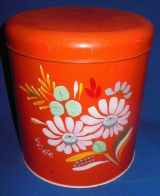 Vintage Ransburg Toleware Cake Saver,  Canister and Match Holder Hand Painted 3