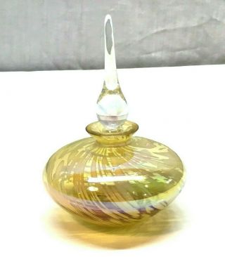 Hand Blown Swirl Gold Art Glass Vanity Perfume Bottle