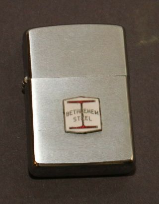 Vintage Zippo Lighter With Bethlehem Steel Advertising