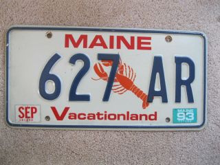 1993 Maine Lobster License Plate 627 Ar - Vacationland