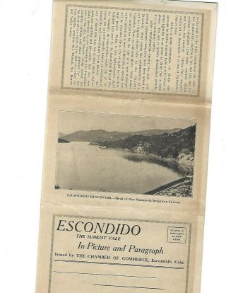 1915 Escondido,  California Folding Promotional Brochure