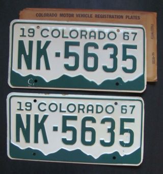 1967 Colorado Passenger Car License Plates Pair