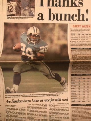 barry sanders detroit press newspaper sports section Detroit Lions 2