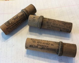 Early Boye Needles Shuttles Bobbins,  50,  Wood Tubes w contents 2