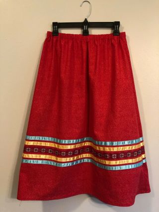 Native American Indian Womens Red Ribbon Skirt Size 14