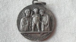 Antique Metal Medal Holy Sacred Family Pope Pius Xii