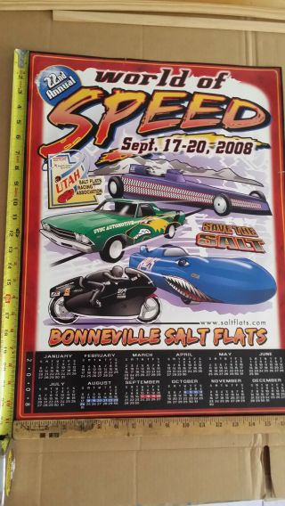 Large 23 " X17 " 2008 Bonneville Salt Flats Speed Week Poster