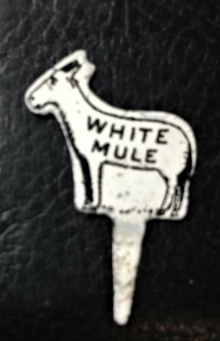 Vintage Antique White Mule Tobacco Tag Lithographed Tin Usa