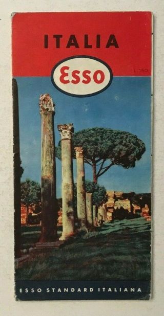 Vintage 1952 Esso Road Map Of Italy