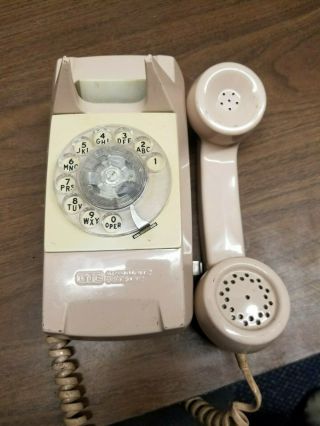 Vintage Rotary Dial Wall Mount Phone Automatic Electric Starlite Beige Gte