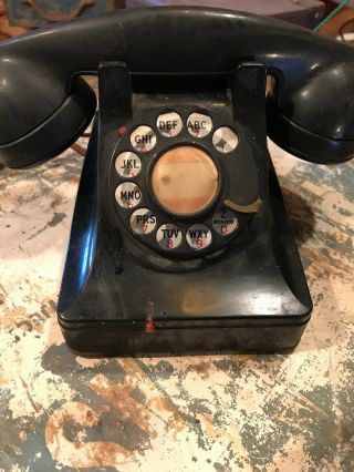 Vintage Black Old Rotary Dial Telephone Western Electric? Antique