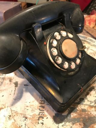 Vintage Black Old Rotary DIAL TELEPHONE Western Electric? Antique 3
