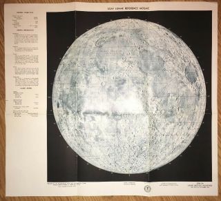 1962 Usaf Lunar Reference Mosaic / Moon Map / 18 3/4” X 17”