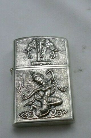 Vintage Solid Sterling Silver Zippo Lighter Case,  Ornate Etched