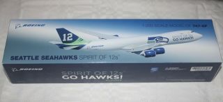 Seattle Seahawks Boeing B747 - 8f 1:200 Scale Model Spirit Of 12s Go Hawks Nib
