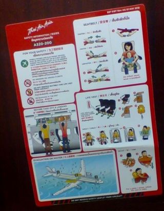 Thai Air Asia Airbus A320 - 200 Airline Safety Card