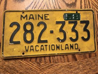 1958 All Maine Vintage License Plate Tag Triples 282 333 W Metal Tab