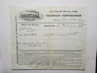 Nov.  20,  1862 Graphic Invoice Old Colony And Fall River Railroad Co