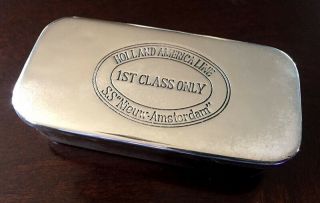 S.  S.  Niew Amsterdam Holland America Line 1st.  Class Only Silver Plate Trinket Box