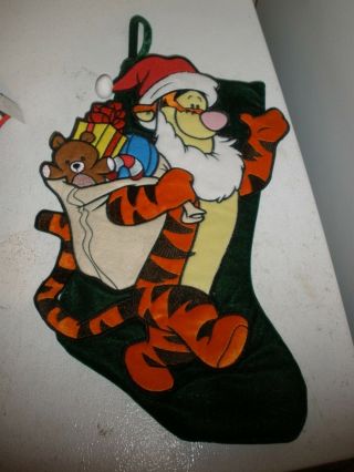 Disney Christmas Stocking Winnie The Pooh Tigger Dressed As Santa