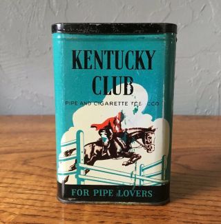 Vintage Kentucky Club Penn Tobacco Tin Vertical Pocket Pipe And Cigarette