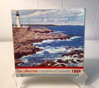 Vintage 1964 Weekly Engagement Calendar - Our America Spiral Book,  Box
