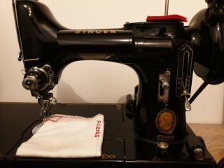 Singer 222K Featherweight Sewing Machine Arm Freearm with attachments.  1953 9