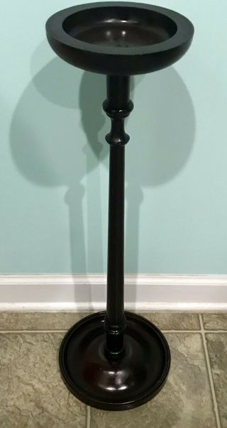 Vintage Wood Ashtray Holder Stand Pedestal Marked 348a