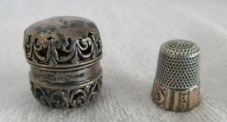 Antique Vintage Ketcham & Mcdougall Sterling Thimble With Sterling Case
