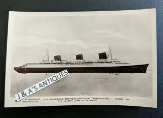 Rppc Ss Normandie French Line Ocean Liner Postcard Photo
