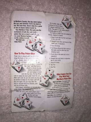 Vintage Marlboro POKER DICE Game in Leather Pouch with Instructions 3