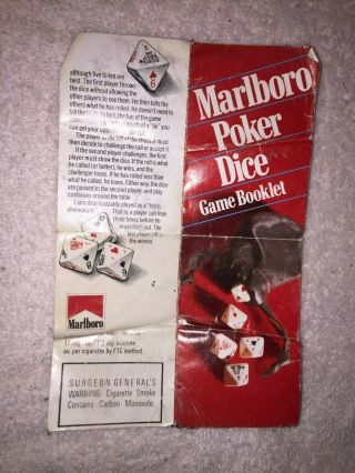 Vintage Marlboro POKER DICE Game in Leather Pouch with Instructions 4