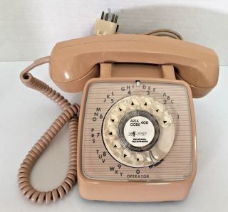 Vintage Rotary Dial Telephone Phone Gte Automatic Electric Model 80 Beige / Tan