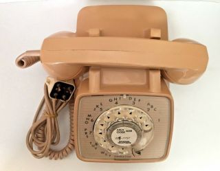 Vintage Rotary Dial Telephone phone GTE Automatic Electric Model 80 Beige / Tan 2