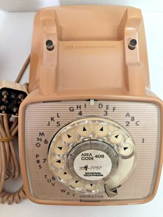 Vintage Rotary Dial Telephone phone GTE Automatic Electric Model 80 Beige / Tan 4